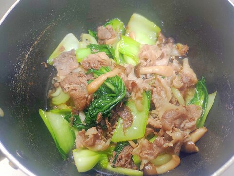 豚こまとチンゲン菜のゆずこしょう炒め